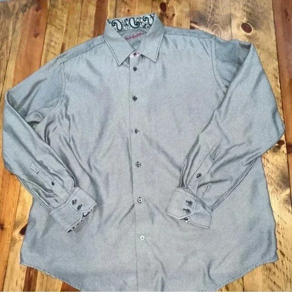 Robert Graham Button down, paisley detail in sleeve cuffs & neck black &… - Picture 1 of 10